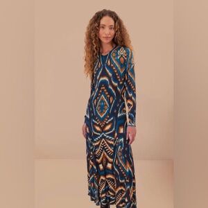 FARM Rio Pineapple Ikat Maxi Dress Royal Blue